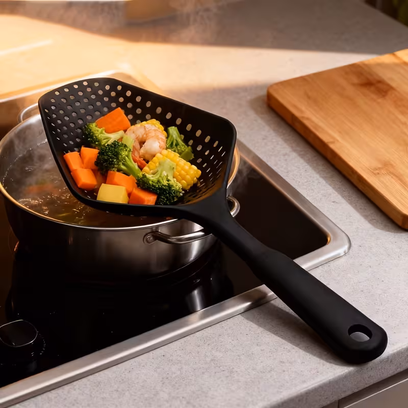 Kitchen Spoon with Integrated Filtering Feature for Cooking and Draining – description image 3