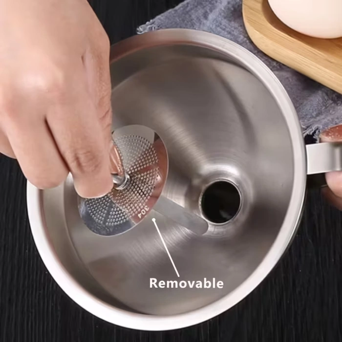 Stainless Steel Funnel with Integrated Filter for Controlled Pouring – description image 3