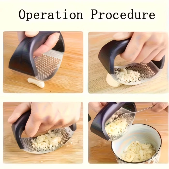 Stainless Steel Garlic Press for Crushing and Mincing with Manual Operation – description image 3