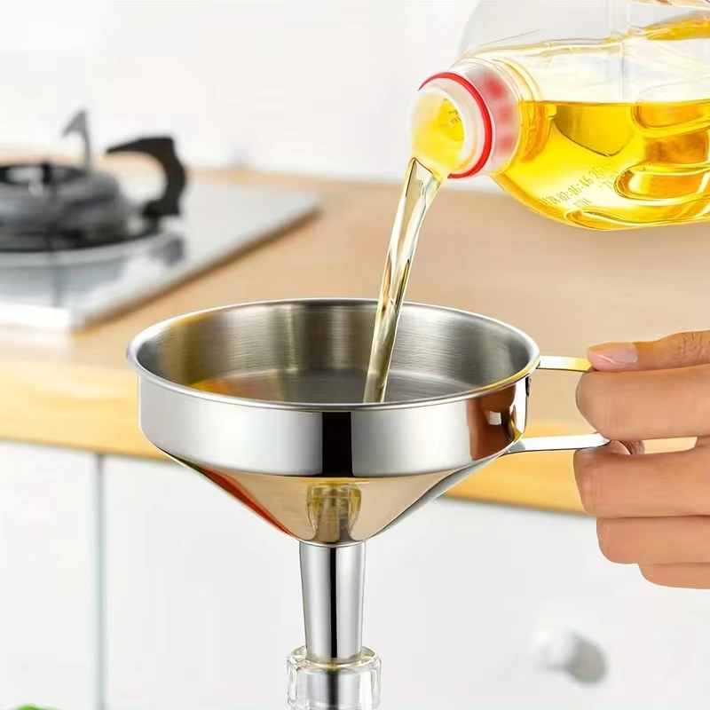 Stainless Steel Funnel with Integrated Filter for Controlled Pouring – description image 4