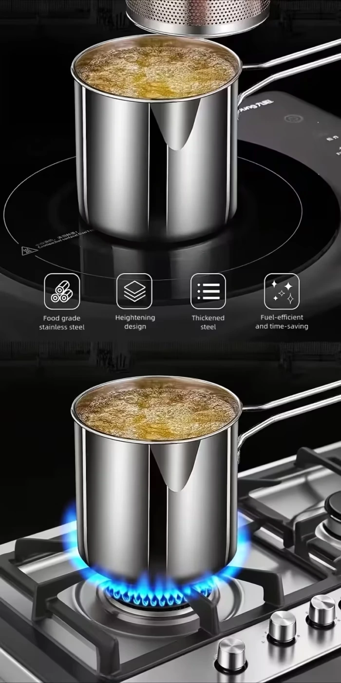 Stainless Steel Small Deep Fryer Pot with Basket for Tempura, French Fries and Chicken Wings – description image 5
