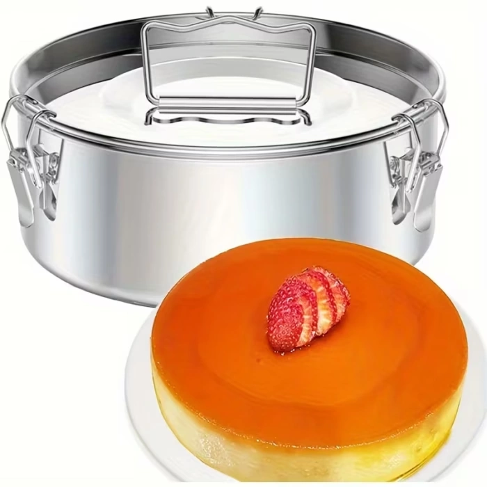 Stainless Steel Pie Pan with Lid for Baking and Steaming Desserts – description image 6