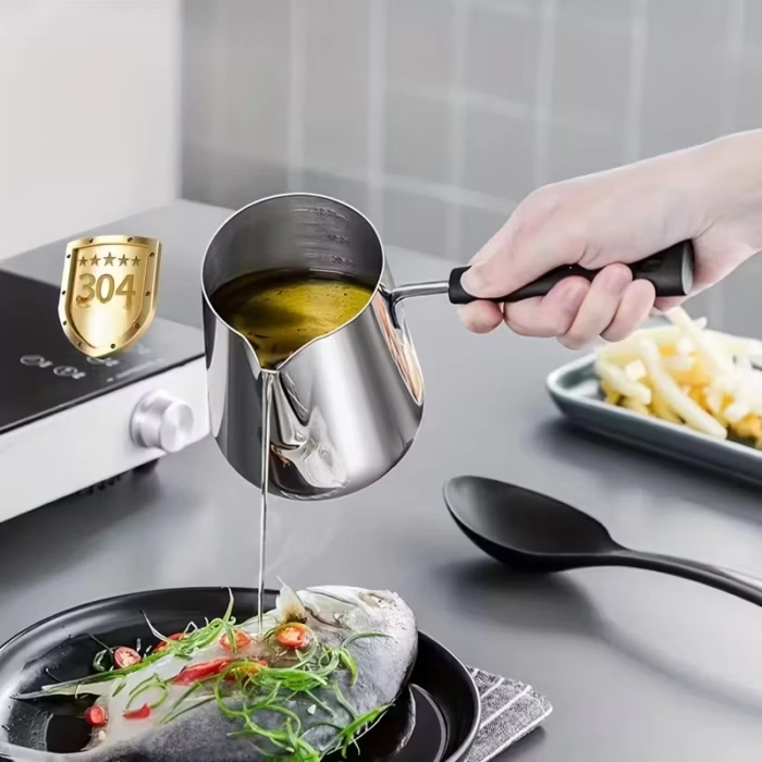 Mini Stainless Steel Milk Pot with Long Handle and Pour Spout for Heating Milk, Butter, Coffee and Sauces – description image 7