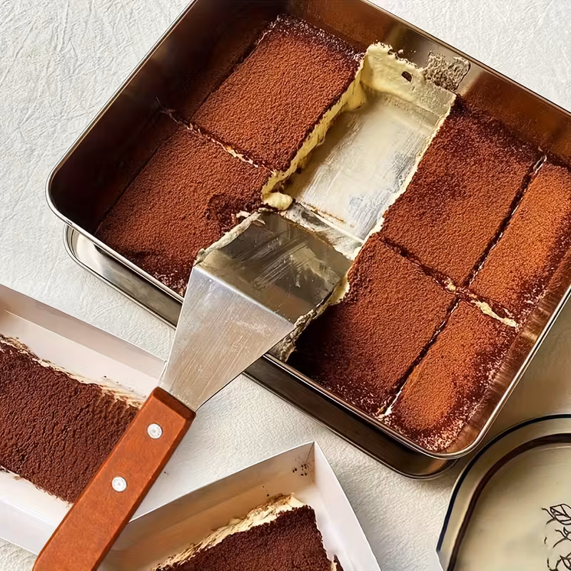 Stainless Steel Spatula for Turning and Lifting Foods with Beveled Edge and Hardwood Handle – description image 6