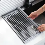 Stainless Steel Roll-Up Dish Drying Rack for Drying Dishes & Air-Drying Items – main image