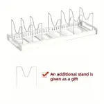 Adjustable Expandable Pots and Pans Organizer Rack for Organizing Cookware and Lids, White – gallery image 10