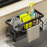 Kitchen Sink Organizer for Holding Sponges & Dish Soap, Metal Caddy with Self-Draining Tray – gallery image 3