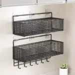 Iron Storage Rack for Organizing & Hanging Items with Grid Design and Hooked Rail – gallery image 3