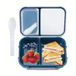 Salad Container for Portable Meal Prep with Two Sections and Dressing Cup – gallery image 5