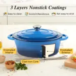 Enameled Cast Iron Dutch Oven Pot with Lid for Bread Baking & Cooking, Dual Handles – gallery image 8