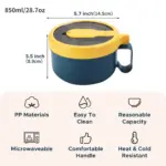 Microwave Ramen Bowl with Lid and Spoon for Heating & Serving Noodles, 850ml Round Plastic Container – gallery image 4