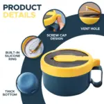 Microwave Ramen Bowl with Lid and Spoon for Heating & Serving Noodles, 850ml Round Plastic Container – gallery image 5