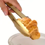 2pcs Stainless Steel Serving Tongs for Gripping & Serving, 9in Champagne Gold Finish – gallery image 2