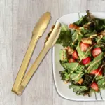 2pcs Stainless Steel Serving Tongs for Gripping & Serving, 9in Champagne Gold Finish – gallery image 5