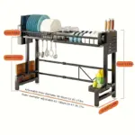 Expandable Dish Drying Rack for Drying & Organizing Dishes, Black Space-Saving Design – gallery image 4