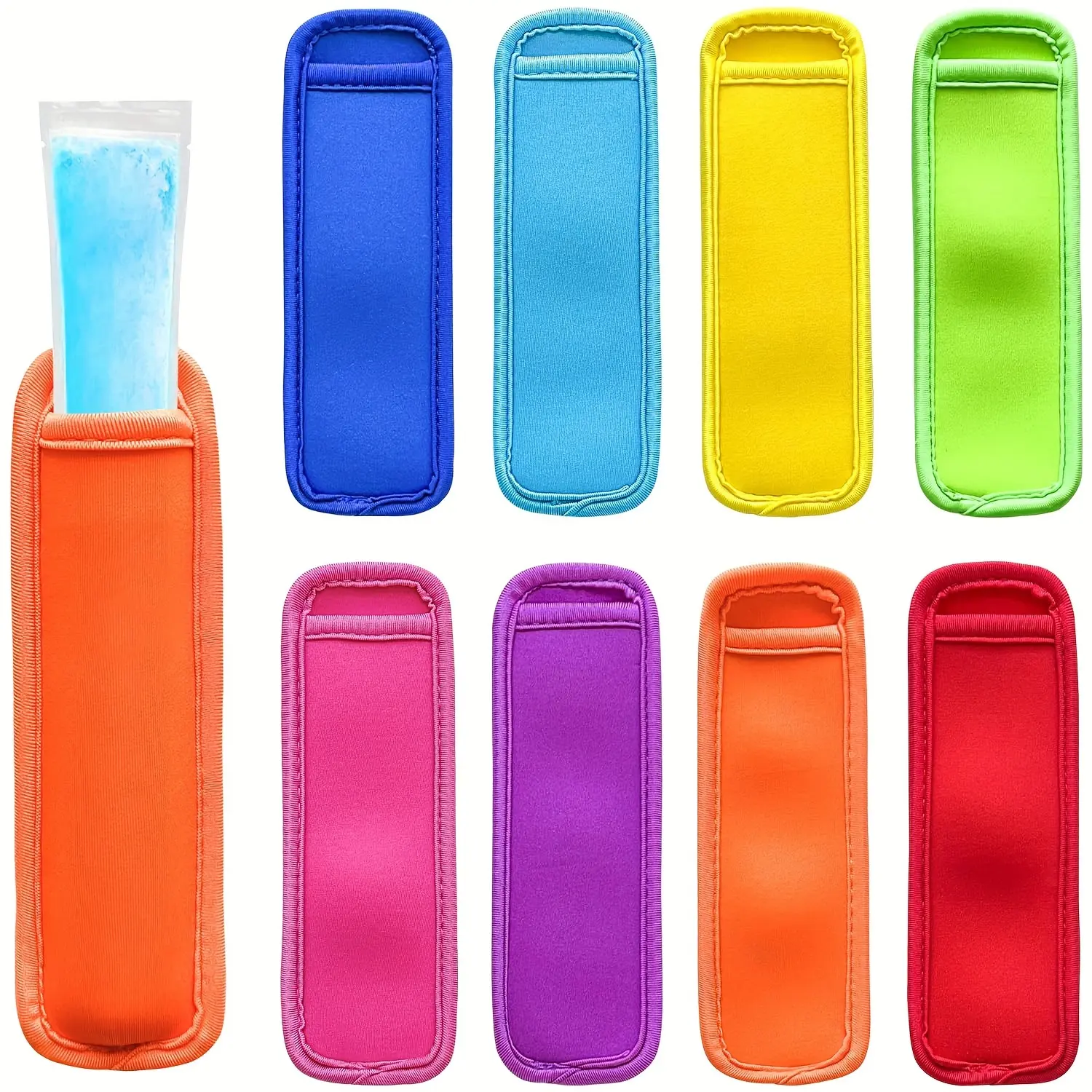 23145452-4a19-4ad1-a3fb-03bb077fca3e 8pcs Ice Pop Insulator Sleeves for Holding Frozen Treats, Reusable Neoprene – main image