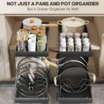 Pull-Out Pot and Pan Storage Organizer for Cabinet Storage and Organization, Adjustable Divider Design – gallery image 10