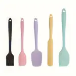 5-Piece Silicone Kitchen Tool Set for Spreading & Scraping, Mixed Spatula and Brush Pieces – main image