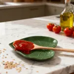 Ceramic Spoon Rest for Holding Cooking Utensils and Spatulas, Leaf Design – gallery image 6