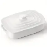 Large Ceramic Casserole Dish with Lid for Baking & Serving, Rectangular Deep Design – gallery image 3