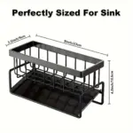 Kitchen Sink Organizer for Holding Sponges & Dish Soap, Metal Caddy with Self-Draining Tray – gallery image 4