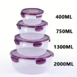 4pcs Round Food Storage Containers for Organizing & Storing Food, Stackable – gallery image 10