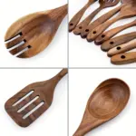 8pcs Wooden Cooking Utensil Set for Stirring & Serving, Non-Scratch Design – gallery image 2
