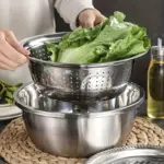 3-Piece Stainless Steel Prep Bowl System for Rinsing, Straining and Grating – gallery image 5