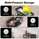 Kitchen Sink Organizer for Holding Sponges & Dish Soap, Metal Caddy with Self-Draining Tray – gallery image 11