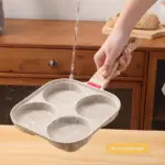 Non-Stick 4-Hole Frying Pan with Lid for Cooking Eggs and Small Portions, Wooden Handle – gallery image 11