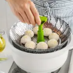 Stainless Steel Collapsible Steamer Basket for Steaming Food with Folding Petals – gallery image 3