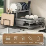 Two-Tier Dish Drying Rack for Drying Dishes & Utensils with Drainboard and Cutlery Holder – gallery image 9