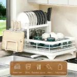 Two-Tier Dish Drying Rack for Drying Dishes & Utensils with Drainboard and Cutlery Holder – gallery image 7