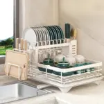 Two-Tier Dish Drying Rack for Drying Dishes & Utensils with Drainboard and Cutlery Holder – main image