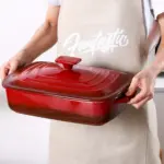 Large Ceramic Casserole Dish with Lid for Baking & Serving, Rectangular Deep Design – gallery image 6