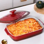 Large Ceramic Casserole Dish with Lid for Baking & Serving, Rectangular Deep Design – gallery image 5
