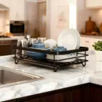 Two-Tier Metal Dish Drying Rack for Drying & Organizing Dishes with Drainage Tray – gallery image 3