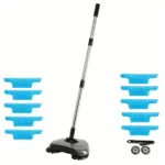 3-in-1 Rotating Hand Push Sweeper for Hard Floor Cleaning & Debris Pickup, Adjustable Handle – gallery image 11
