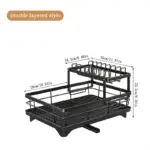 Double-Layer Carbon Steel Dish Rack for Drying Dishes & Organizing Countertop Items – gallery image 4