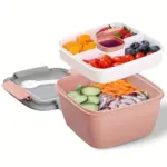 Salad Container for Portable Meal Prep with Two Sections and Dressing Cup – gallery image 2