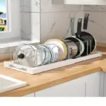 Adjustable Expandable Pots and Pans Organizer Rack for Organizing Cookware and Lids, White – gallery image 3