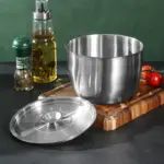 Stainless Steel Tall Pot with Lid for Cooking & Simmering – gallery image 2