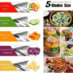 Stainless Steel Mandoline Slicer for Slicing & Grating with Adjustable Thickness and 5 Interchangeable Blades – gallery image 6