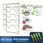 Metal Pot Lid Organizer Rack for Hanging & Space-Saving Storage, Multi-Level Design – gallery image 9