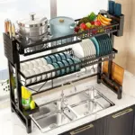 Expandable Dish Drying Rack for Drying & Organizing Dishes, Black Space-Saving Design – main image