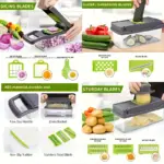Multifunctional Food Chopper for Chopping, Slicing & Dicing with 8-Blade Inserts and Container – gallery image 7