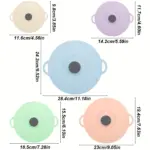 5-Piece Silicone Pot Lid Covers for Covering Bowls, Pots and Jars, Microwave-Safe Design – gallery image 4