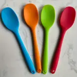 4pcs Heat-Resistant Silicone Mixing Spoons for Stirring & Mixing, Non-Stick Surface – main image