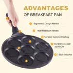 Non-Stick 7-Hole Pancake and Crepe Pan for Stovetop Cooking with Detachable Handle – gallery image 7