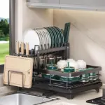 Double-Layer Carbon Steel Dish Rack for Drying Dishes & Organizing Countertop Items – gallery image 3